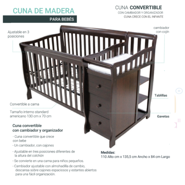 Cuna con cambiador Blanca - Imagen 4