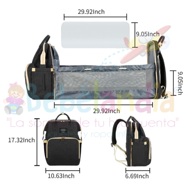 Pañalera Mochila con cambiador plegable - Imagen 3
