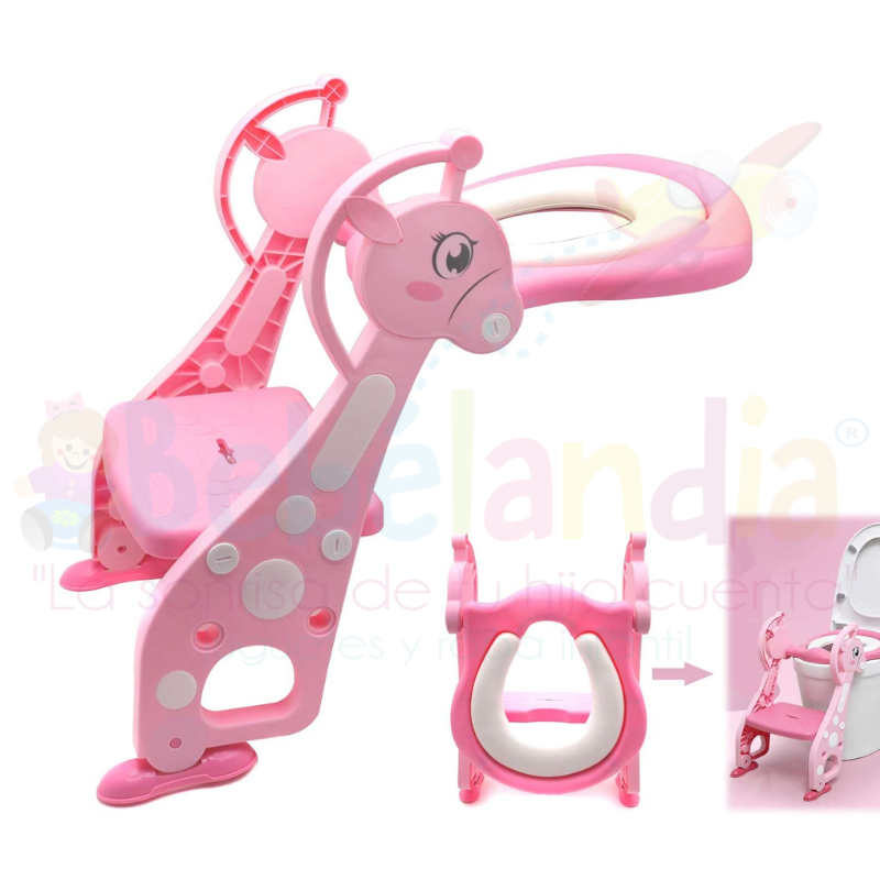 Adaptator wc para niños con escalera ZONEKIZ 67,9x42,8x51,5 cm rosa