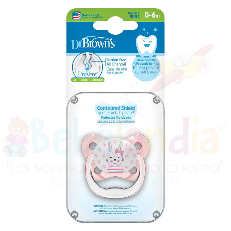  Dr. Brown's PreVent - Chupete de ortodoncia para bebé, canal de  aire sin succión, el escudo de mariposa contorneado es suave para la cara,  fabricado en Estados Unidos, etapa 1, 0.0-19.7