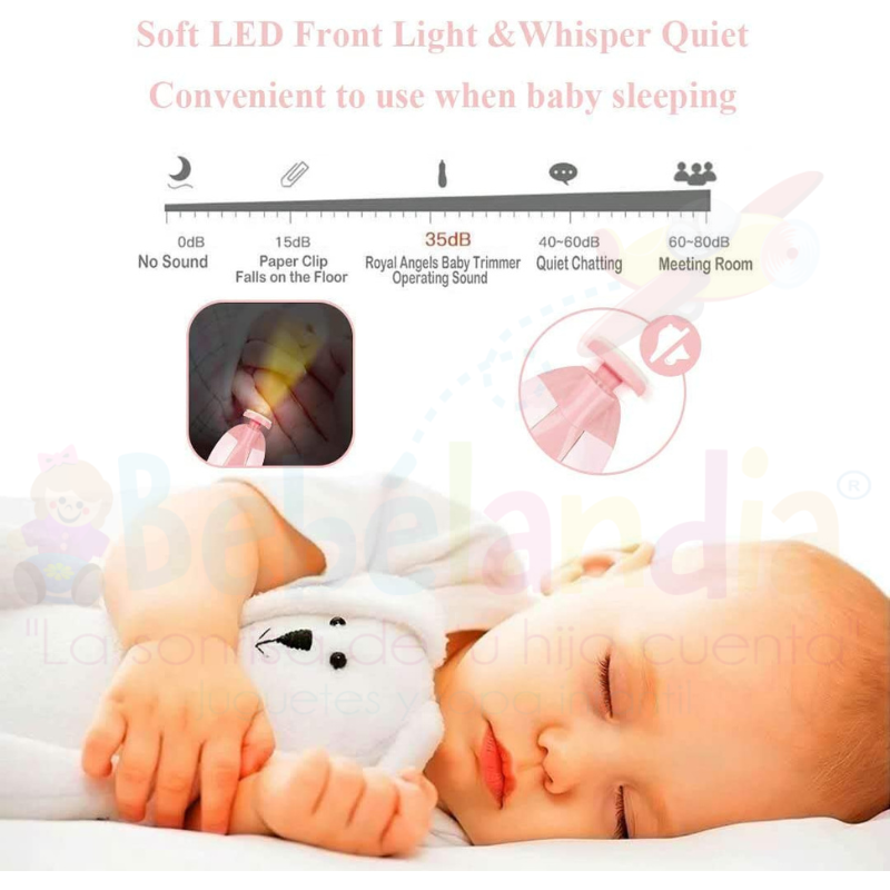  Lima de uñas eléctrica para bebé, limador de uñas, set de  manicura, cuidado de uñas, con luz LED para recién nacidos, niños y adultos  : Bebés