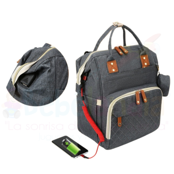 Pañalera Mochila con Cable USB - Imagen 6